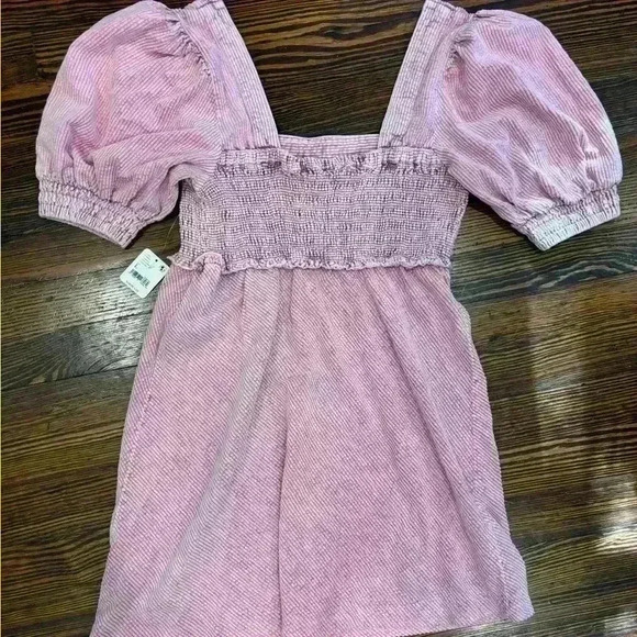 New NWT Free People Moon Flower Mini Corduroy Pink Dress Size Large - Picture 4 of 8